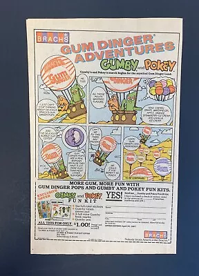 Gumby And Pokey Brach's Gum Dinger Adventures Candy - 1986 Vintage Print Ad • $6.99