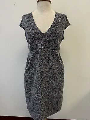 H&M Mama Sheath Dress Black White Tweed V-Neck Womens Size Medium Zip Back • $9.99