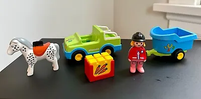Playmobil 1.2.3 Car With Horse Trailer Set Unused All Pieces Included #6958 • $16.50