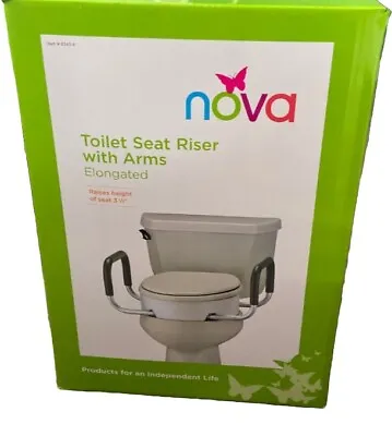 New Nova Toilet Seat Riser With Arms - Raises Seat 3.5in - Elongated Toilet Seat • $45