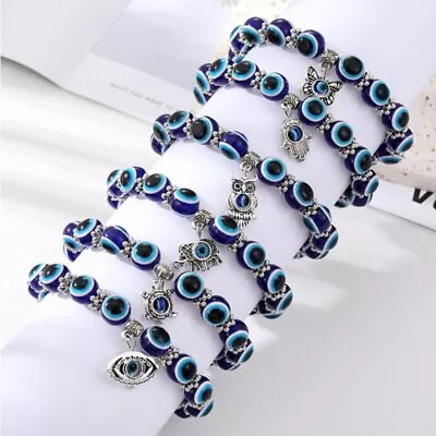 Turkish Hamsa Bead Protection Lucky Bracelet Blue Evil Eye Men Jewellery Gifts • $2.17