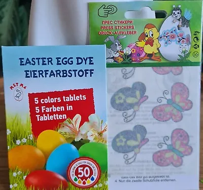 5 Colours+Press Stickers Easter Egg Dye For Decorating Paint Colouring Craft Art • £4.75