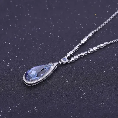 Natural Iolite Blue Mystic Quartz Gemstone 925 Sterling Silver Pendant Necklace • $95.47