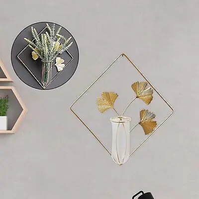 Nordic Wall Hanging Hydroponic Vase Terrarium Glass Planter Ginkgo Leaf Flower • £12.48