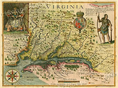 1620s “Virginia” Vintage Style Early Colonial America Map - 20x28 • $16.95