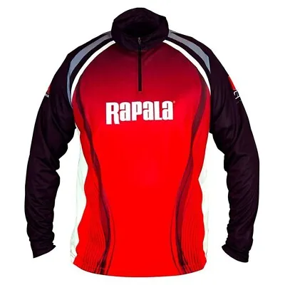 Small Rapala Red/Black Long Sleeve Tournament Shirt - UPF 30+ Fishing Jersey • $19.95