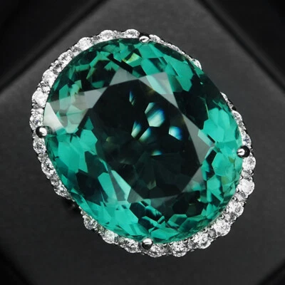 Seafoam Green Paraiba Tourmaline 20.90 Ct. 925 Sterling Silver Handmade Ring • $45.16
