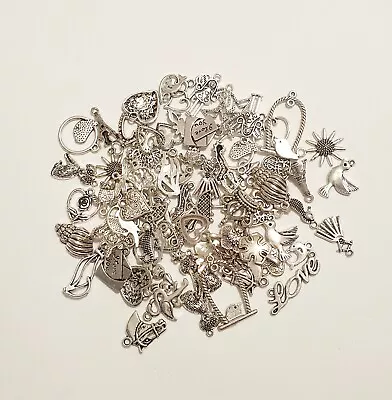 £3.95 • Buy 75 Tibetan Silver Mixed Charms Beads Jewellery Making FREE POST