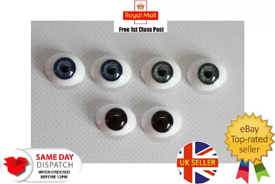 £13.69 • Buy SOLID GLASS EYES OVAL FLAT BACK 22mm,20mm For Reborns,Ooaks And Other Crafts