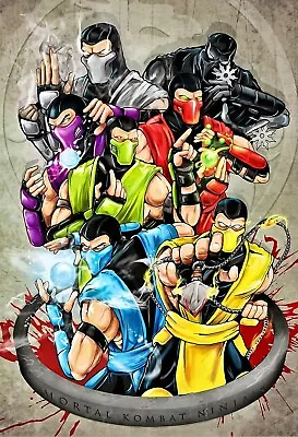 Mortal Kombat Ninjas Poster Original Art - Scorpion Sub-Zero Reptile Smoke NEW • $14.99