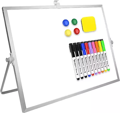Large Magnetic Dry Erase Desktop Whiteboard With Stand 10 Markers & Eraser 16x12 • $33.99
