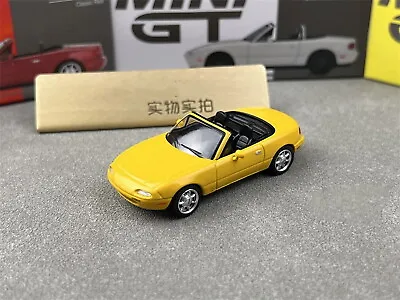 MINIGT 1/64 Scale Mazda Miata MX5 NA Yellow Diecast Car Model Toy Gift • £25.58