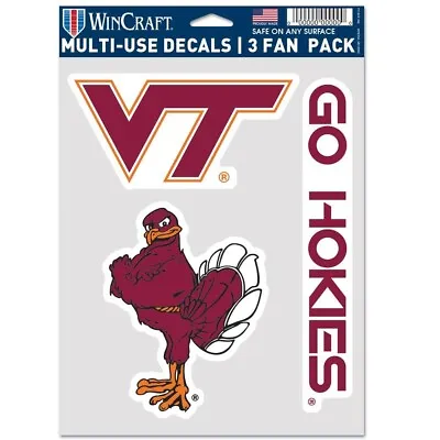 Virginia Tech Hokies Multi Use Decal Sticker Sheet - 3 Fan Pack *Free Shipping • $7.97