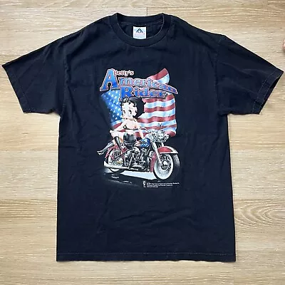$34.90 • Buy Vtg Betty Boop American Rider Motorcycle Shirt L King Fleischer 2001 Tee Y2K