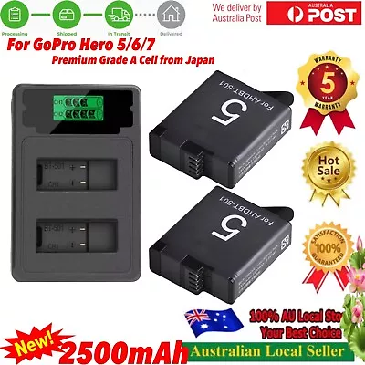 2x 2500mAh Battery For GoPro Hero5 + Charger AHDBT-501 2018 Hero6 GoPro Hero7 • $37.60