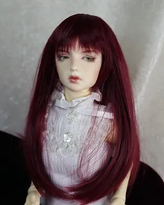 1/4 1/3 7-8  BJD Doll Wig MSD Sd Red Long Straight Hair With Bangs JR-199 • $26.50