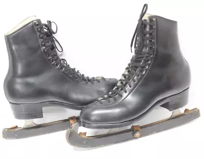 Vintage Harlick Custom Black Leather Ice Skates - (SIZE UNKOWN) Mens/Womens READ • $200