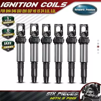 6Pcs Ignition Coils For BMW E46 E87 E90 330Ci 335i 525i 530i X3 X5 12131712219 • $52.99