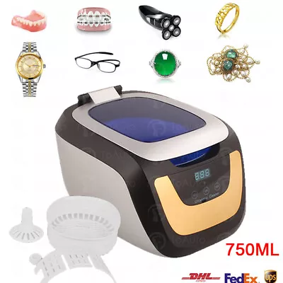 750ML Auto Digital Ultrasonic Cleaner Jewelry Watch Glasses Lens Washing Machine • $106.99