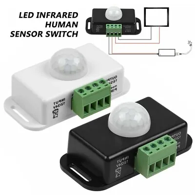 £6.46 • Buy Sensor Switch DC 12V/24V Light Strip Motion Sensor PIR LED Adjustable Delay Time