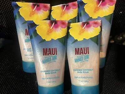 Bath & Body Works 5 X MAUI MANGO SURF  7.7 Oz CRUSHED COCONUT BODY SCRUBS • $69.95