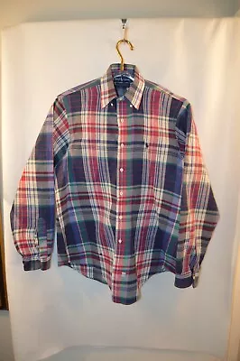 POLO Ralph Lauren Men's L/S Shirt Madras Plaid L Cotton • $9.07