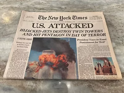 NY Times US Attacked Late Edition 9/11/01 Newspaper 12 Sept 2001 FULL ISSUE • $49.99