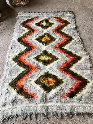 Bohemian Turkish Mohair Colorful Rug 6ft 10” By 4ft 3” Aprox. Hippie Funky • $495