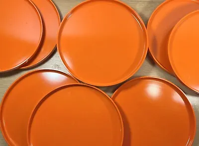 Heller Plastic Massimo Vignelli   BURNT ORANGE  Set Of FOUR Dinner Plates 10  • $60