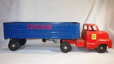 VTG Pressed Steel 1950's Ohio Art BUCKEYE TOYS Grain Hauler Semi Trailer Truck • $74.99