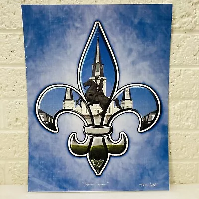 New Orleans Jackson Square Fleur De Lis 11 X 14  Art Print Blue Artist Signed • $9.95