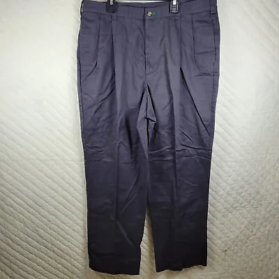 NWD Tommy Hilfiger Pants Men's 38x32 Navy Blue Straight Leg Cotton Pleated • $23.88