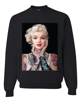Marilyn Monroe Tattoos Black Unisex Crewneck Sweatshirt • $29.99