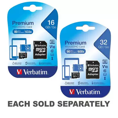 Verbatim Class 10 Speed Rated Micro Memory Card With Adapter High Performance • $30.95