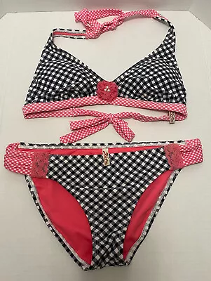 Hobie Pink/ Black/white Gingham Bikini Bathing Suit Swimsuit Size Small • $10.50