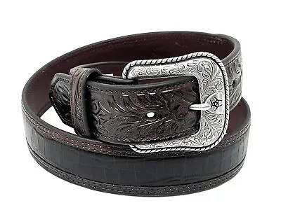 Ariat Leather Crocodile Embossed Western Belt • $59