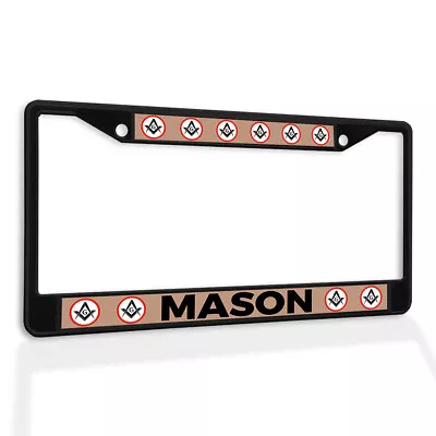 Metal License Plate Frame Vinyl Insert Mason Scale And Compass C • $17.99