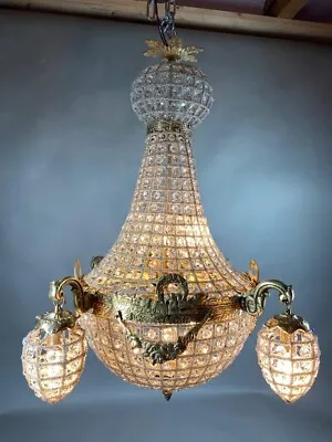 Regal Radiance: French Louis XVI Chandelier In Gold • $1450