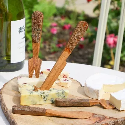 Wooden Cheese Knife Set Of 4 Cheeseboard Serving Knives Accessory Gift Set • £12.99