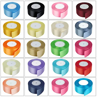 Multicoloured Double Sided Beautiful Satin Ribbon 40mm 50mm Wide Plain Roll 25m • £11.55