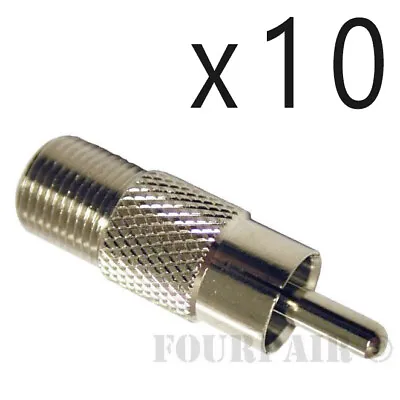 10 Pack Lot - RCA Male Plug To F Female Coax Jack Adapter Connector Coupler RG59 • $7.39