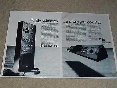 Nakamichi System One Ad 1977 2 Pgs RARE! 600 610 620 630 Amp Pre Tuner • $9.99