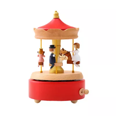 Wooden Merry-Go-Round Music Box Wind-up Carousel Christmas Birthday Gift Present • $76.99