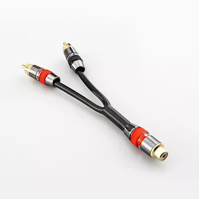 1Ft RCA Female To 2 RCA Male Plug Y Splitter Hifi Audio Jack Cable Adapter • $9.40