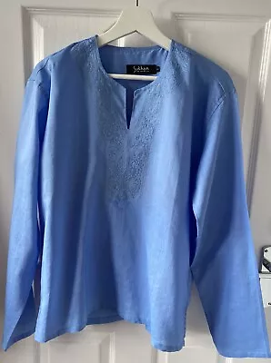 Short Kurta-Blue-Embroidered Neckline-Long Sleeve-Chest 55cm • £2