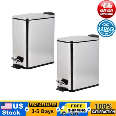 Rectangular Trash Bin Storage Stainless Steel W/ Step Pedal 5 Liter Bathroom New • $38.10