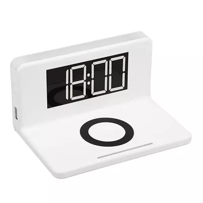 Rewyre Phone Charger Dock For Apple/Samsung Digital Alarm Clock QI Wireless WHT • $36