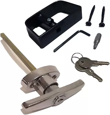Shed Door T-Handle Lock Kit - Chrome 5-1/2  Stem W/ Keys & Tools FREE SHIPPING! • $23.99