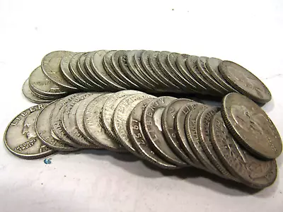 1 Roll $10 Face Value Full Dates 90% Silver Washington Quarters - 40 Quarters • $217