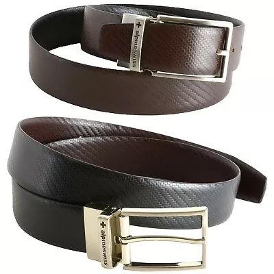 Alpine Swiss Mens Belt Reversible Black Brown Leather Dress Belt Imported Spain • $16.99